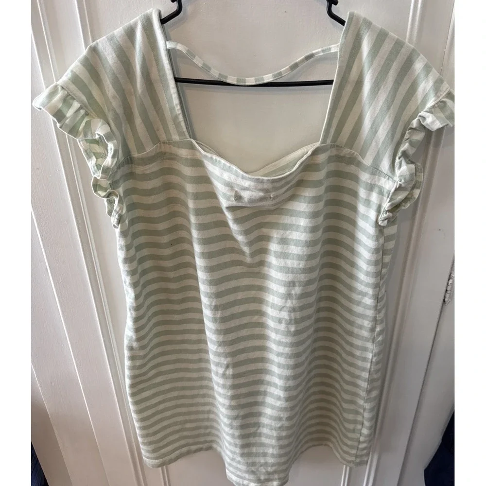 Free Assembly Womens Spring  MiniDress / Top Mint Beige Stripes L - Picture 3 of 3